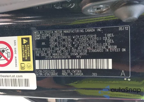 2013 Lexus Rx 350 из США, поврежденный, VIN 2T2ZK1BA9DC089796